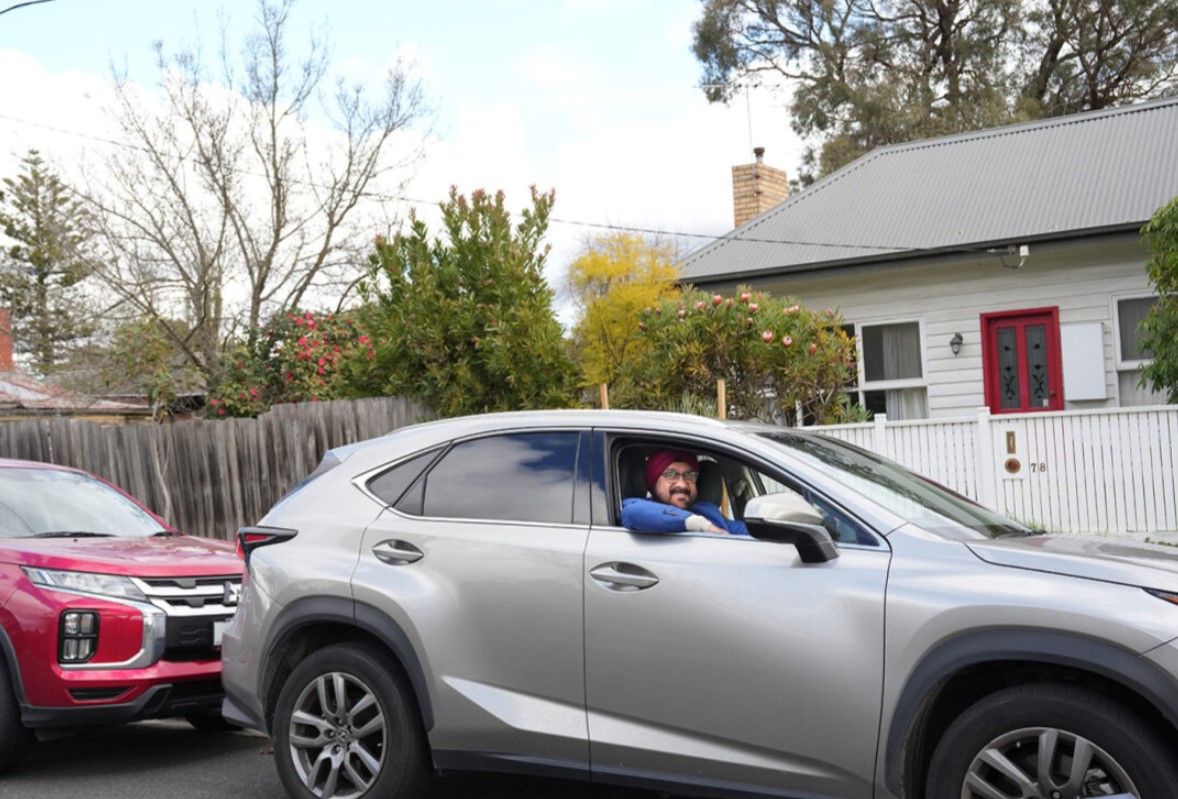 a person sitting in a car