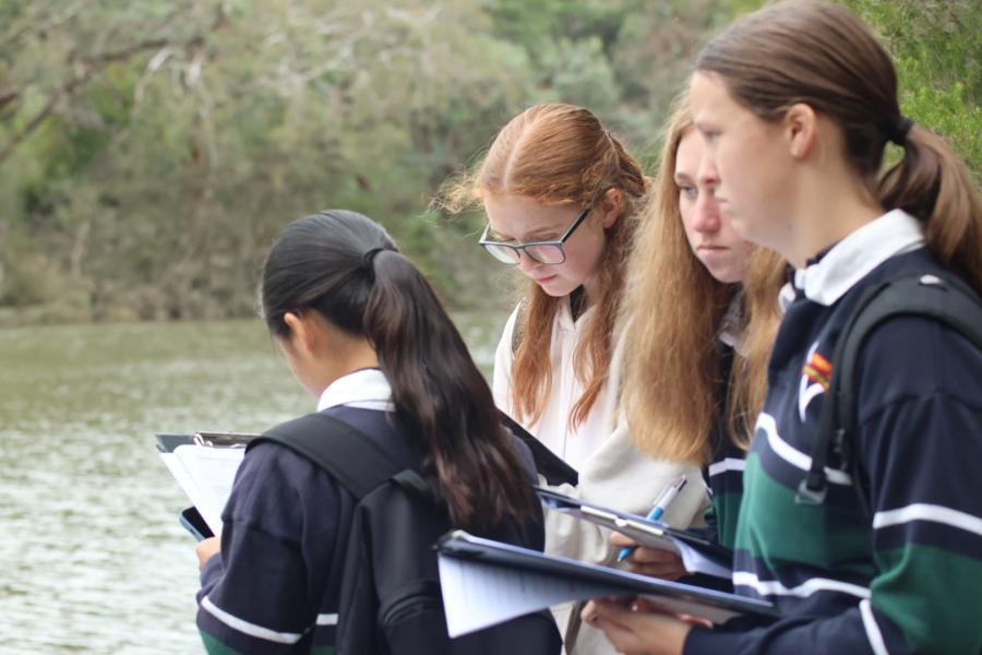 Secondary students learning outdoors