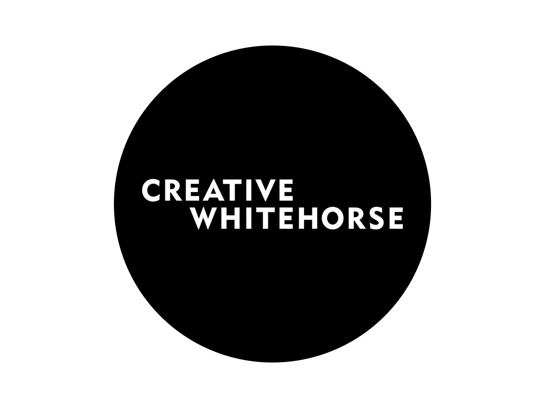 Creative whitehorse in white text against a black background