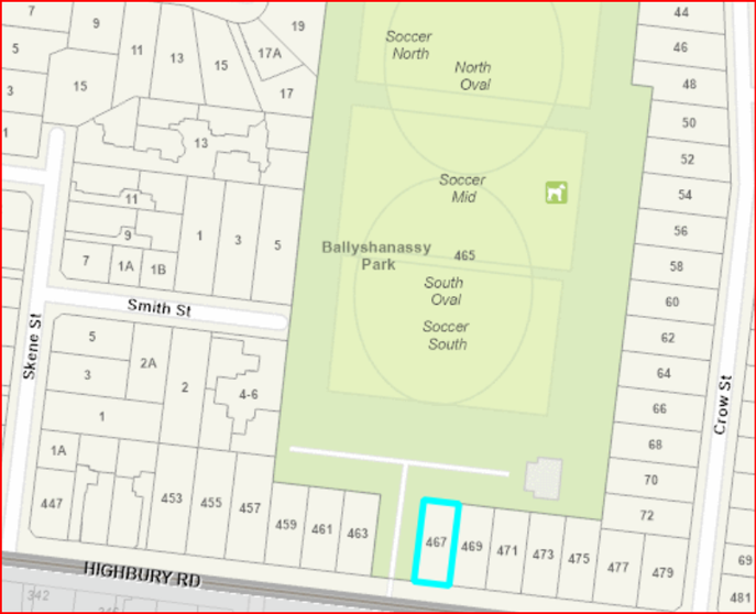 map of 467 Highbury Road, Burwood East 