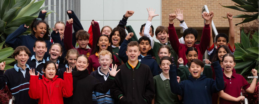 school children celebrating