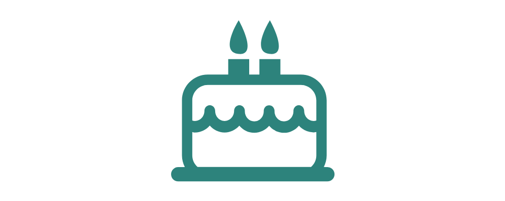 Teal birthday cake icon