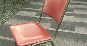 red chair with metal frame