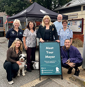 Cr Langford with staff and community at Mont Albert listening post