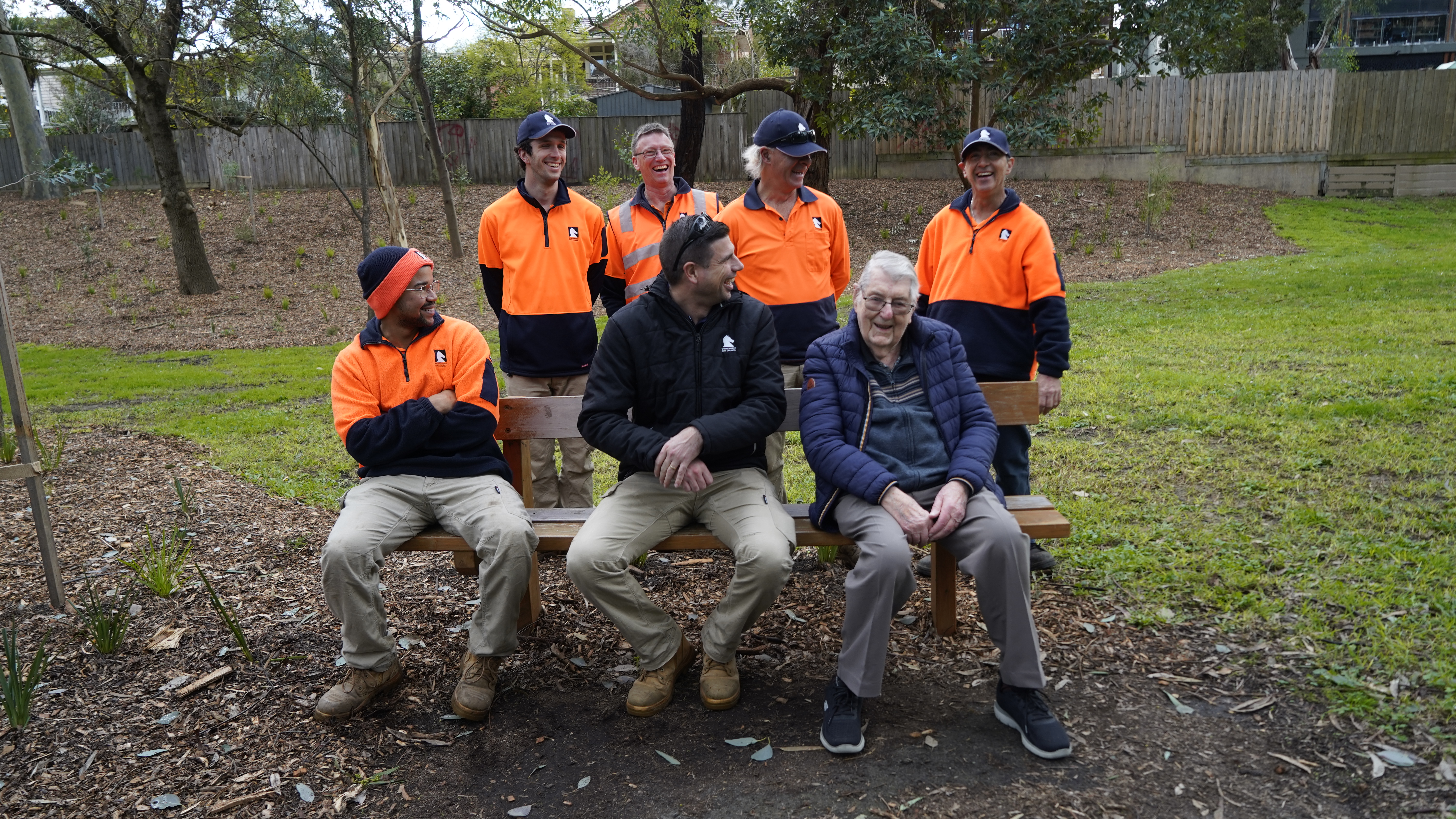 Keith and council staff at the reserve