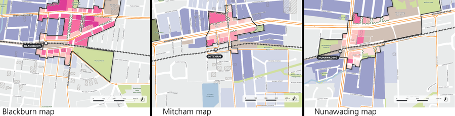 Phase 2 maps for Blackburn, Mitcham and Nunawading