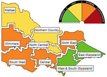 Fire Danger Ratings Victoria Region Map 2022