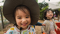 two girls laughing