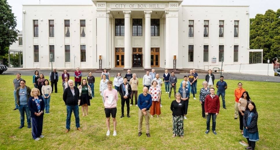 2040 Panel Day Group Portrait outside Box Hill Town Hall