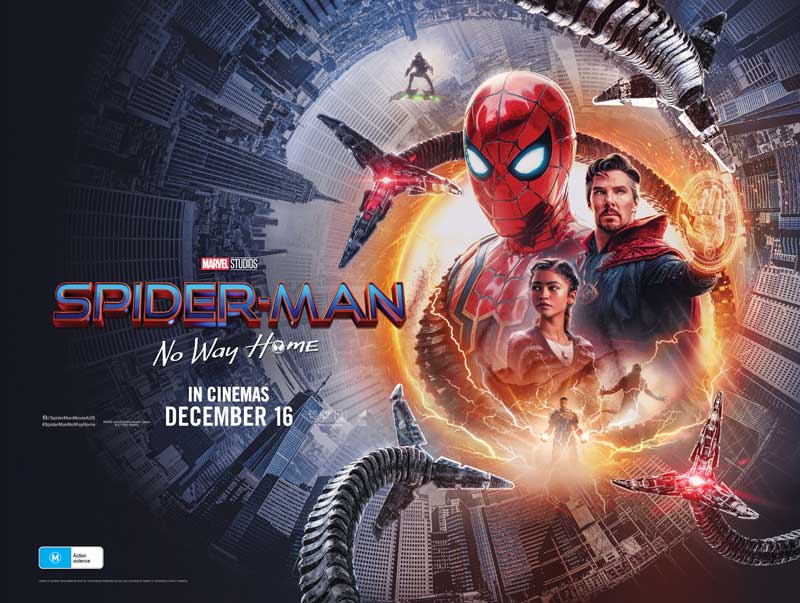 Spider-Man: No Way Home Movie poster with MJ & Doctor Strange - landscape version 