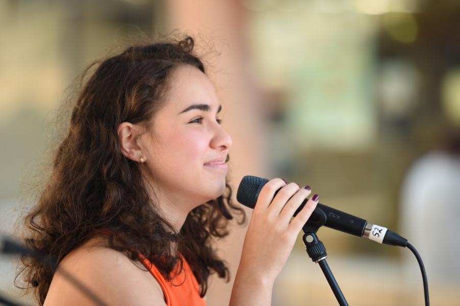 Young person performing at Freeza Box Hill Mall event