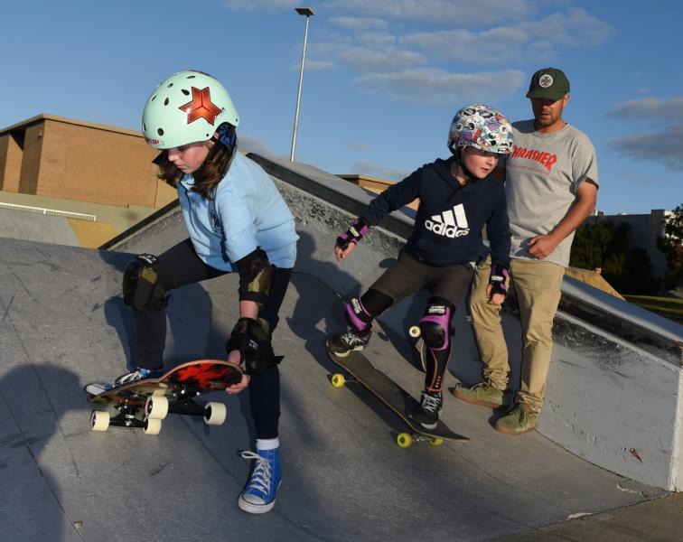 Instructor helping our young persons at Box Hill Skate Park Event