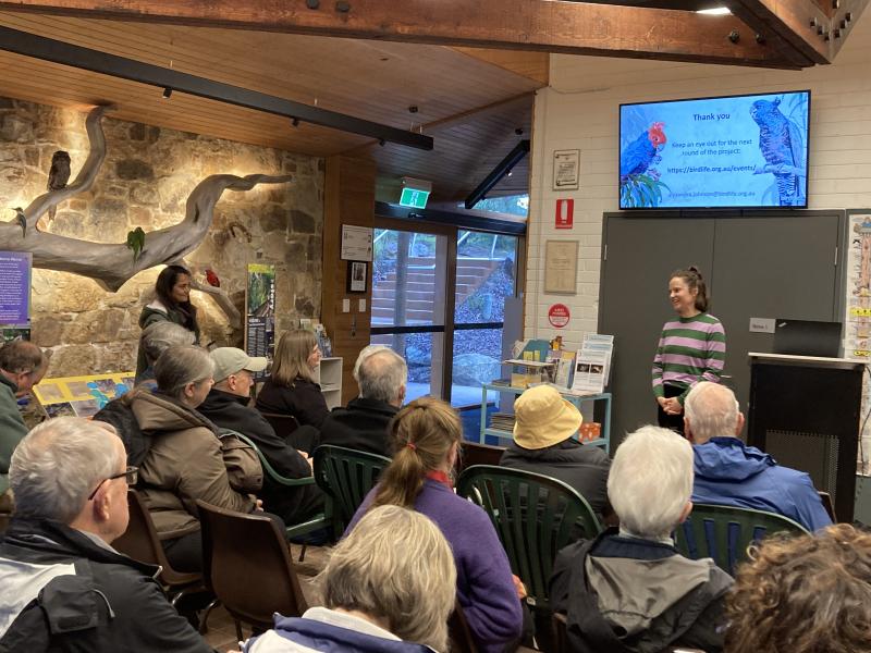 Community group listening to speaker at Yarran Dheran Information Centre 