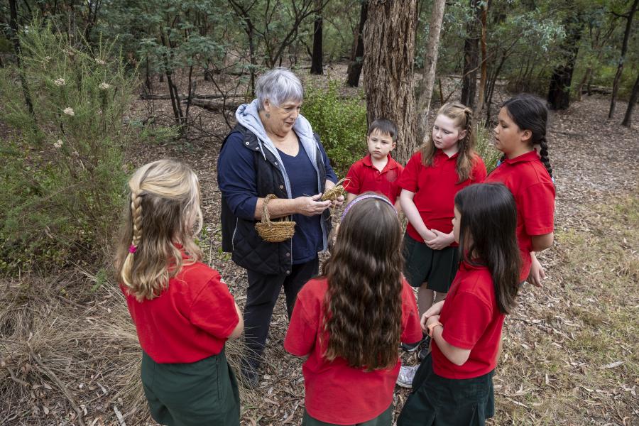 Anne Payne with students at Blackburn Lake Sanctuary 