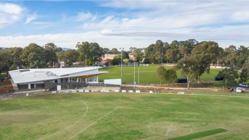 Aerial view of Morton Park Pavilion and oval 
