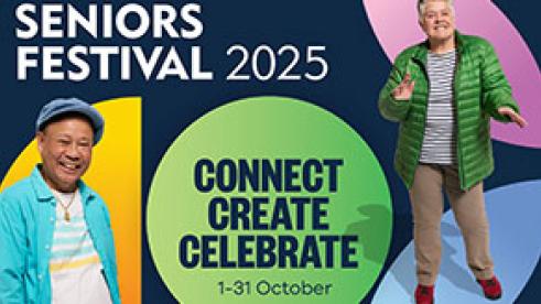2 older people with Seniors Festival 2025