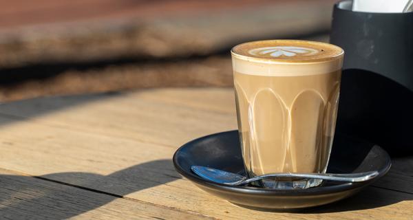 Coffee on a cafe table outdoors
