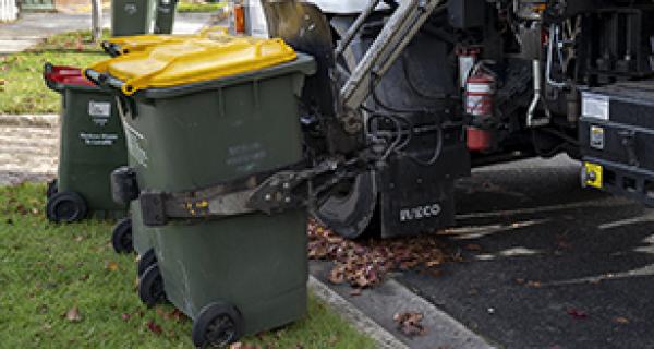 Recycling bin about to be being emptied