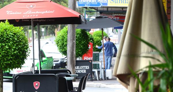 outdoor cafe tables on screen