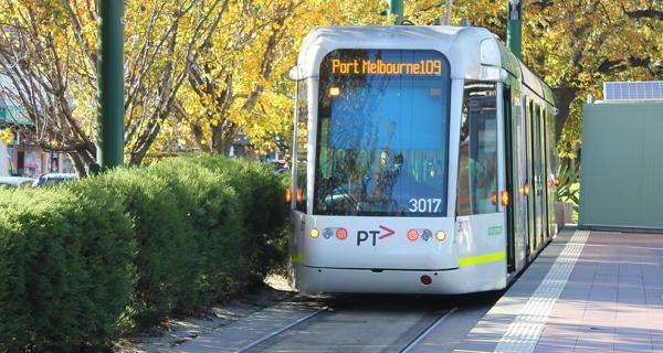 tram at tram stop