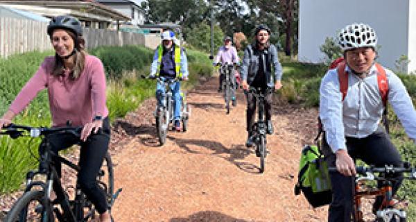 Bike riders cycling on local track