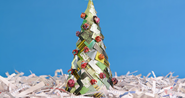 Christmas tree made from recycled materials