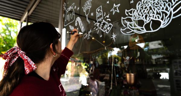 painting festive windows