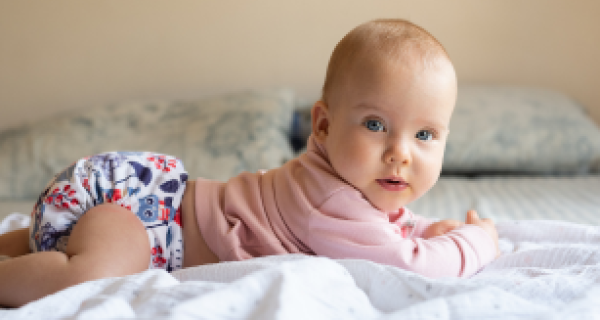 Baby in cloth nappy