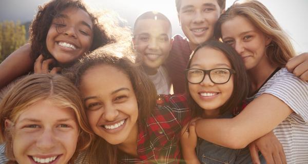 A group of multi-cultural young people enjoying time together