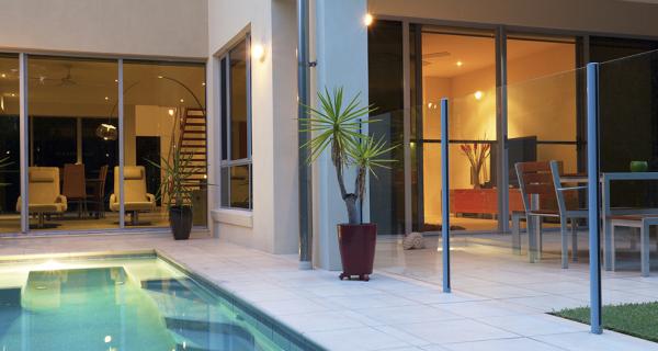 Pool in backyard