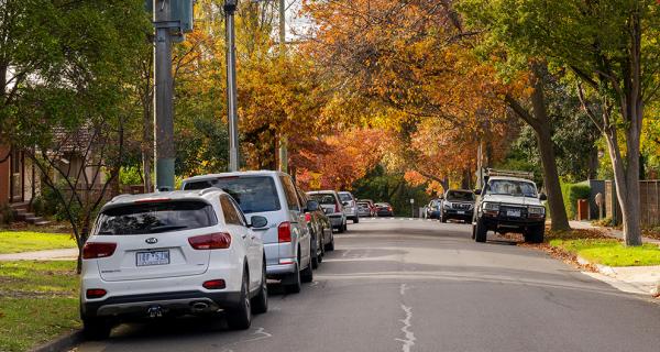 Road reserve photo with bluestone kerb and channel