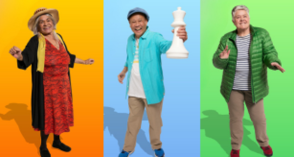 Seniors Festival image of three smiling older people