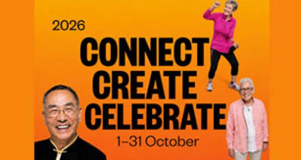 Happy older people promoting Seniors Festival