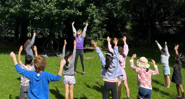 Kids doing physical activity outdoors
