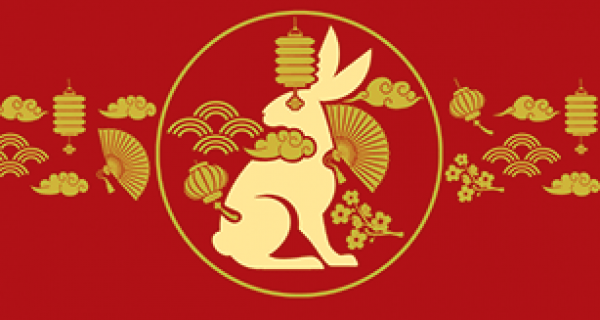 Graphic in red of Lunar New Year