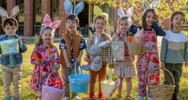 Kids having an egg hunt