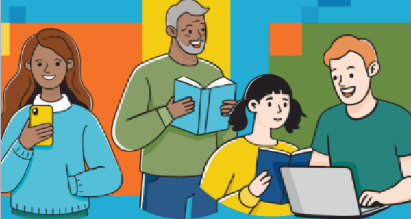 animated people reading books