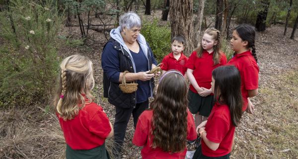 Anne Payne with students at Blackburn Lake Sanctuary 