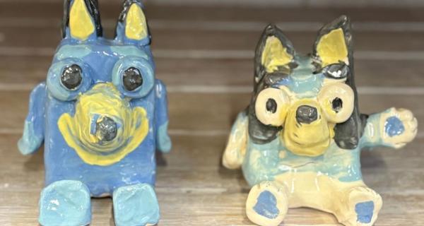 Clay made Bluey characters 