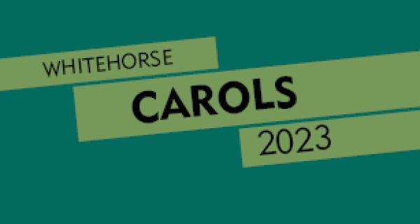 Carols banner 2023 against green background