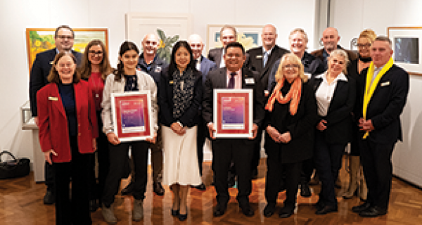 Group of people with awards