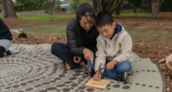 mum and son outdoor activity