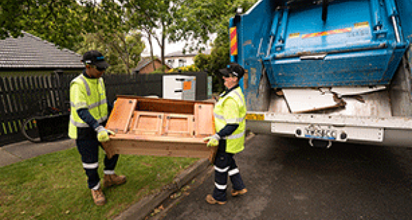 Photo of workers removing hard rubbish