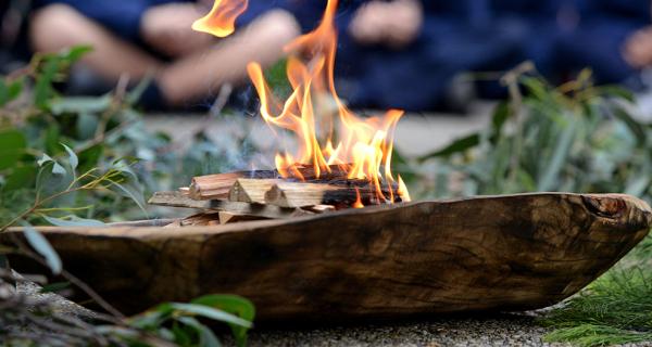 Flame in bowl at a smoking ceremony