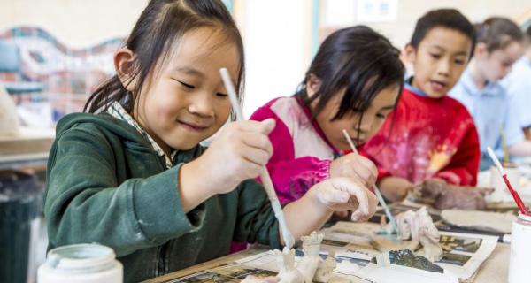 Kids creating with clay 
