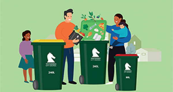 Graphic of families with bins
