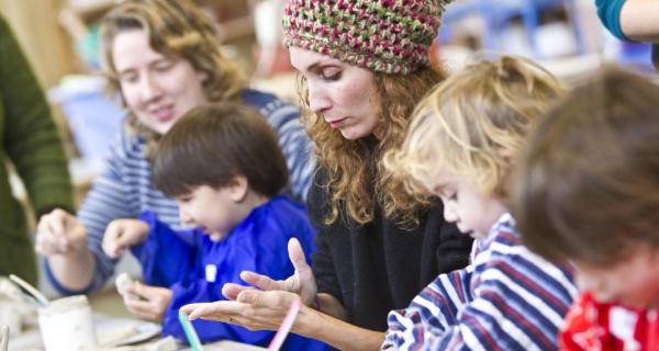 Family crafting with clay 