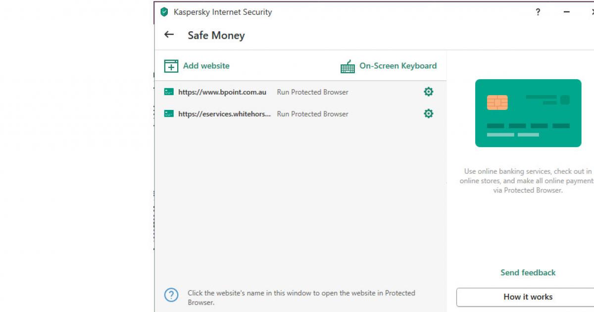 Kaspersky (Safe Money) Instructions Whitehorse City Council