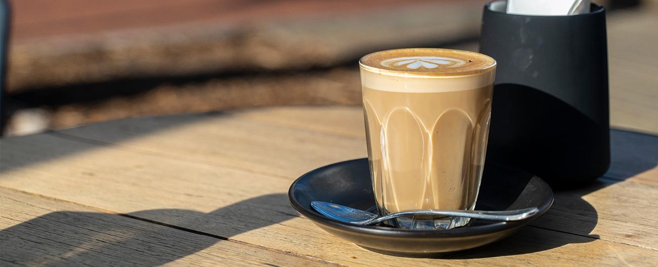 Coffee on a cafe table outdoors