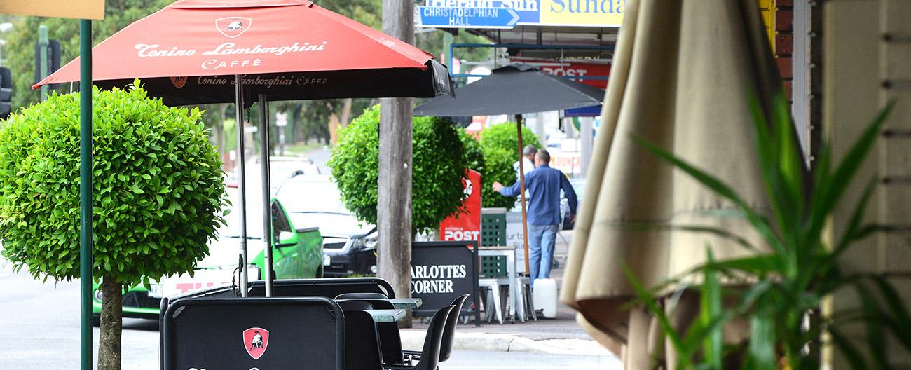 outdoor cafe tables on screen